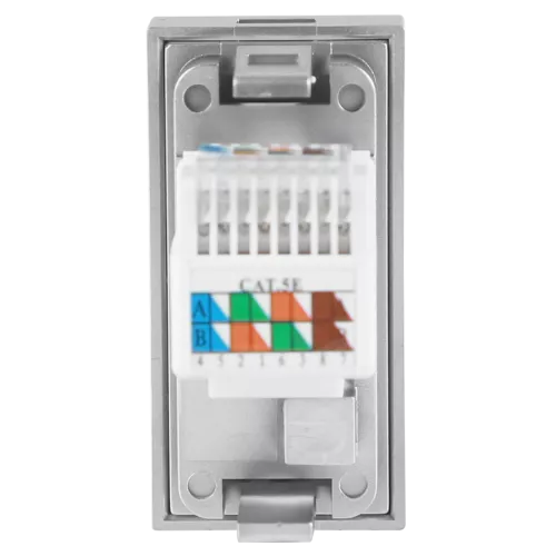 Розетка компьютерная RJ45 кат.5e UTP, 1 модуль, 22,5х45мм, цвет алюминий матовый