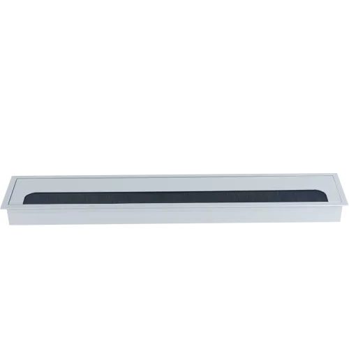 Кабельный вывод для установки в столешницу, размер 400х80 мм, цвет серебро