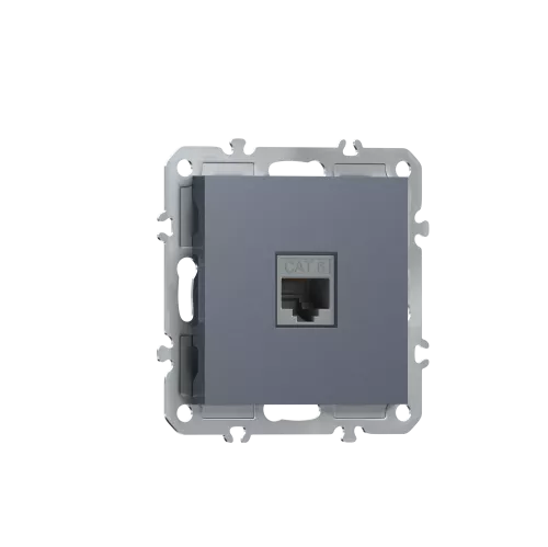 Розетка RJ45 cat.6, компьютерная на 1 выход, цвет сталь, серия A07 Donel