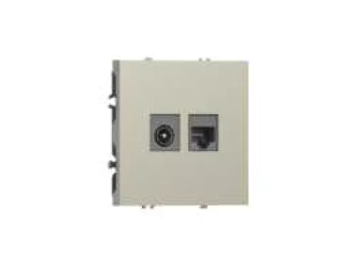 Розетка RJ45 cat.6 + TV 0-2400 МГц, комбинированная на 2 выхода (компьютер + телевизор), цвет шампань, серия S08 Donel