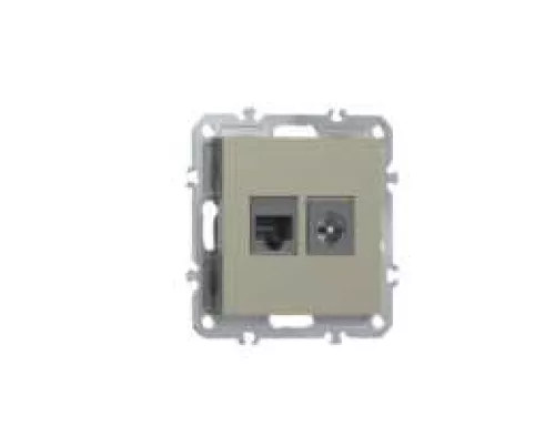 Розетка RJ45 cat.6 + TV 0-2400 МГц, комбинированная на 2 выхода (компьютер + телевизор), цвет шампань, серия A07 Donel