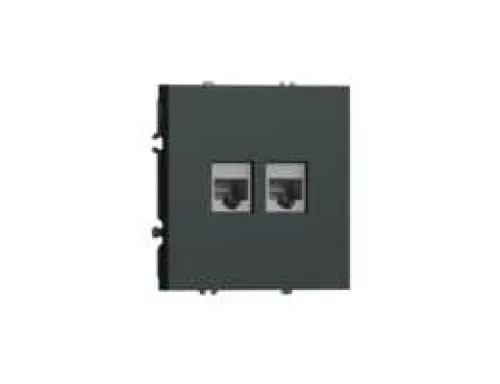 Розетка RJ11 + RJ45 cat.5, комбинированная на 2 выхода (телефон + компьютер), цвет графит черный, серия S08 Donel
