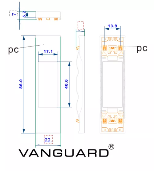 Лицевая панель для  розеток USB, TF, RJ45, SAT и диммеров 1 модуль, черный