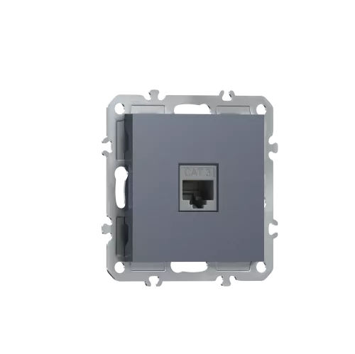 Розетка RJ11, телефонная на 1 выход, цвет сталь, серия A07 Donel