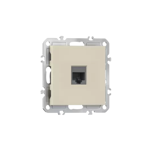 Розетка RJ45 cat.6, компьютерная на 1 выход, цвет матовый кремовый, серия A07 Donel
