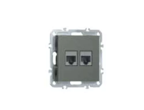 Розетка RJ11 + RJ45 cat.6, комбинированная на 2 выхода (телефон + компьютер), цвет матовый титан, серия A07 Donel
