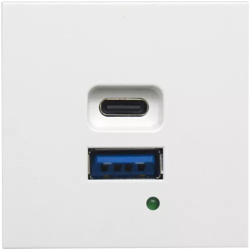 Donel USB зарядное устройство, 3A , 65W, Type A + C, 2 мод., бел. матовая  (45х45мм)