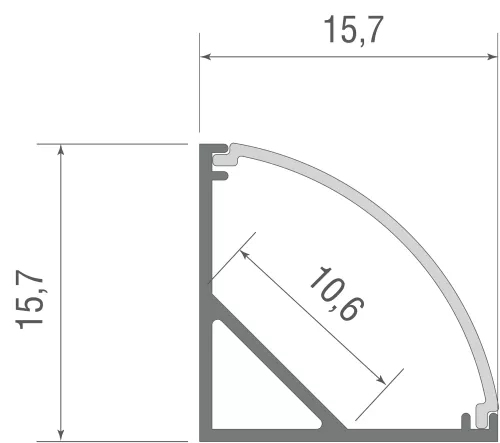 Угловой алюминиевый профиль, сечение 15,8х15,8мм, длина 2 метра, в комплекте матовый экран, 4 торцевые заглушки, 4 крепежа, цвет черный