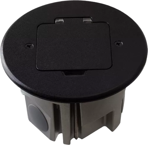 Лючок для электроустановочных изделий стандарта 45х45, установка 1 модуля 45х45мм, IP44, круглый, с квадратной крышкой, с универсальным установочным набором, цвет антрацит