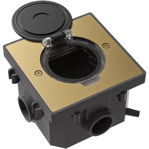 Лючок для электроустановочных изделий стандарта 45х45, установка 1 модуля 45х45мм, IP44, квадратный, с круглой крышкой, БЕЗ установочного набора, цвет зотоло