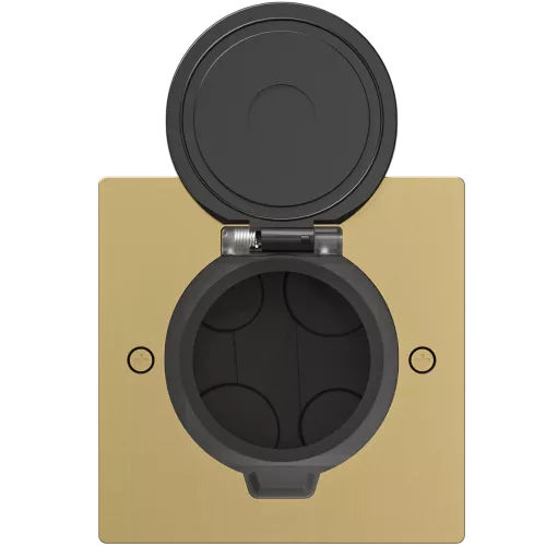 Лючок для электроустановочных изделий стандарта 45х45, установка 1 модуля 45х45мм, IP44, квадратный, с круглой крышкой, БЕЗ установочного набора, цвет зотоло