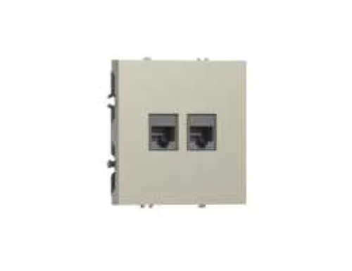 Розетка RJ45 + RJ45 cat.5, компьютерная на 2 выхода, цвет шампань, серия S08 Donel