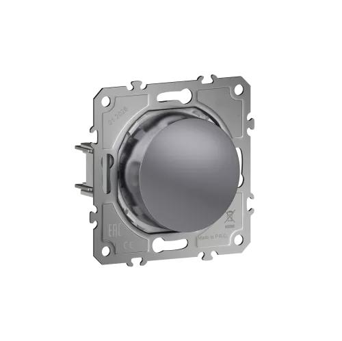 Светорегулятор Triac поворотный, LED-лампы 200Вт, акт.нагрузка 500Вт, цвет сталь, серия D16, Donel