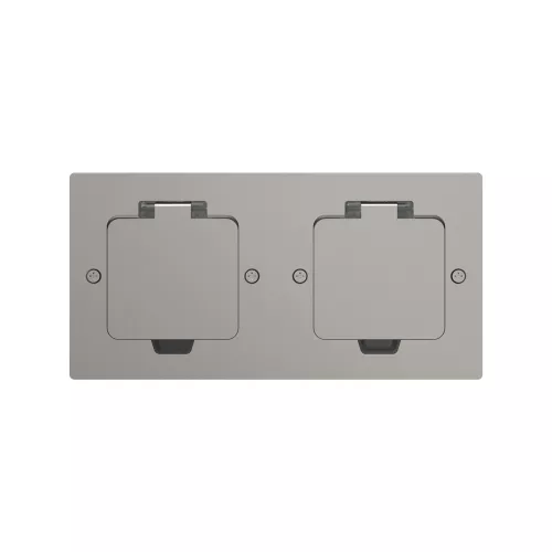 Лючок для электроустановочных изделий стандарта 45х45, установка 2 модулей 45х45мм, IP44, с квадратной крышкой, БЕЗ установочного набора, цвет никель