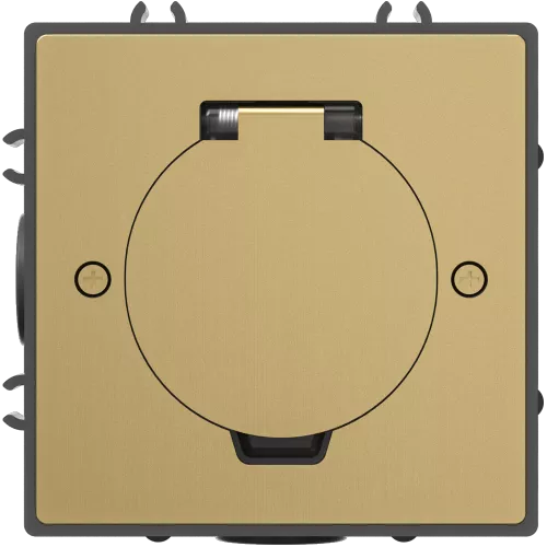 Лючок для электроустановочных изделий стандарта 45х45, установка 1 модуля 45х45мм, IP44, квадратный, с круглой крышкой, БЕЗ установочного набора, цвет зотоло