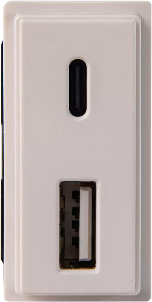 Зарядное устройство USB Стандарт A-С 5V 3100мА 1 модуль, белый