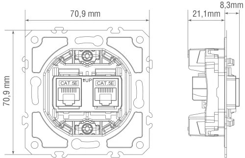 Механизм розетки RJ45 + RJ45 (двойная) cat.5e/ClassE-8, серия D16