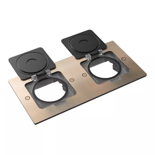 Лючок для электроустановочных изделий стандарта 45х45, установка 2 модулей 45х45мм, IP44, с квадратной крышкой, БЕЗ установочного набора, цвет красная медь