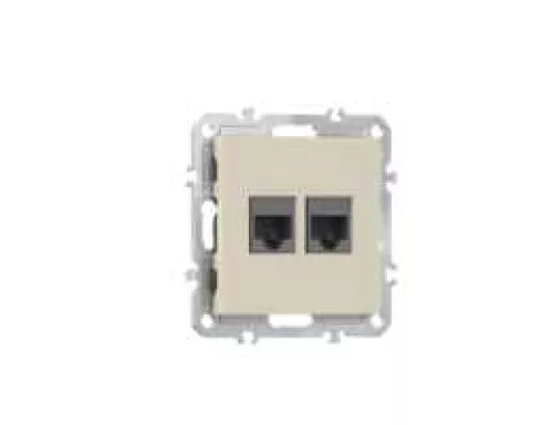 Розетка RJ11 + RJ45 cat.5, комбинированная на 2 выхода (телефон + компьютер), цвет матовый кремовый, серия A07 Donel
