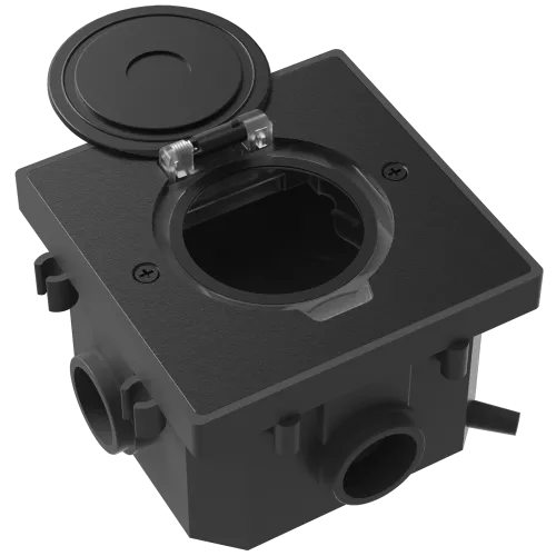 Лючок для электроустановочных изделий стандарта 45х45, установка 1 модуля 45х45мм, IP44, квадратный, с круглой крышкой, БЕЗ установочного набора, цвет антрацит