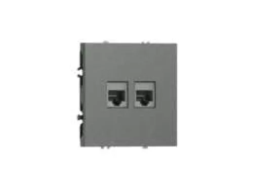 Розетка RJ45 + RJ45 cat.6, компьютерная на 2 выхода, цвет матовый титан, серия S08 Donel