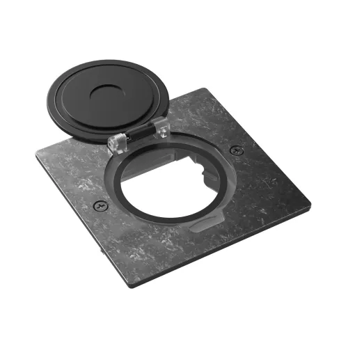 Лючок для электроустановочных изделий стандарта 45х45, установка 1 модуля 45х45мм, IP44, квадратный, с круглой крышкой, БЕЗ установочного набора, цвет оцинкованная сталь