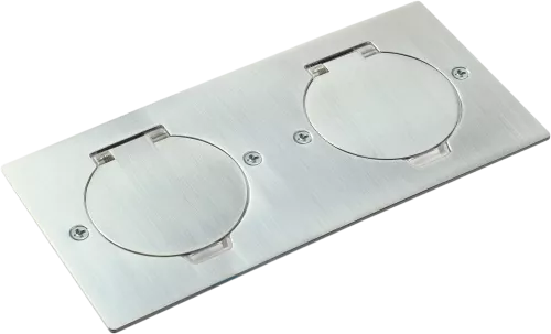 Лючок для электроустановочных изделий стандарта 45х45, установка 2 модулей 45х45мм, IP44, с круглой крышкой, БЕЗ установочного набора, цвет полированное серебро
