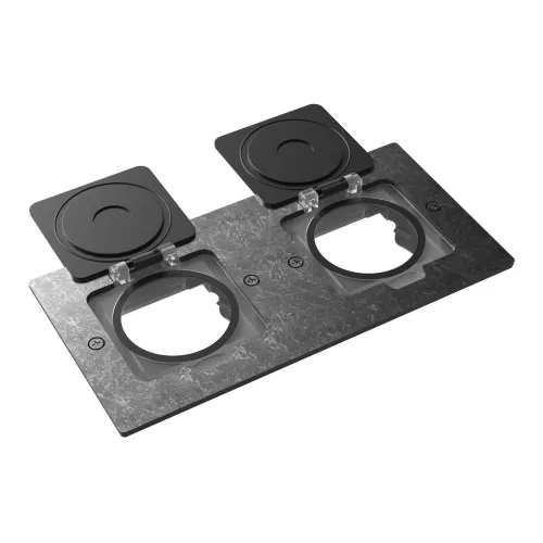 Лючок для электроустановочных изделий стандарта 45х45, установка 2 модулей 45х45мм, IP44, с квадратной крышкой, БЕЗ установочного набора, цвет оцинкованная сталь