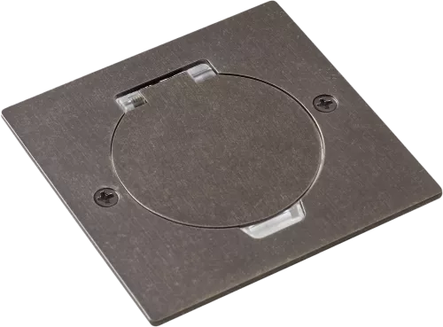 Лючок для электроустановочных изделий стандарта 45х45, установка 1 модуля 45х45мм, IP44, квадратный, с круглой крышкой, БЕЗ установочного набора, цвет оцинкованная сталь