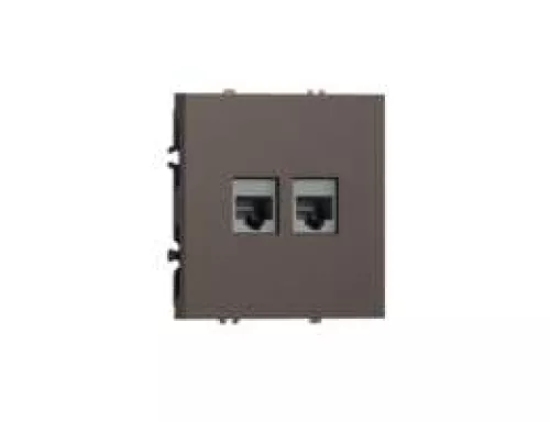 Розетка RJ45 + RJ45 cat.6, компьютерная на 2 выхода, цвет мокко, серия S08 Donel