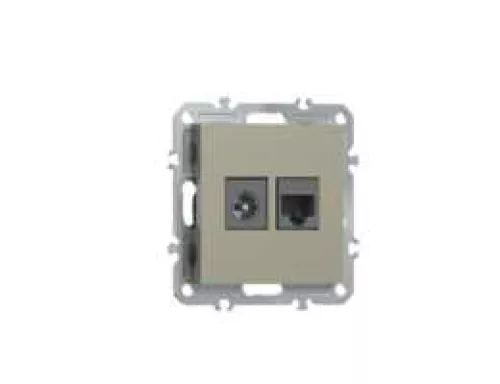 Розетка RJ45 cat.5 + TV 0-2400 МГц, комбинированная на 2 выхода (компьютер + телевизор), цвет шампань, серия A07 Donel
