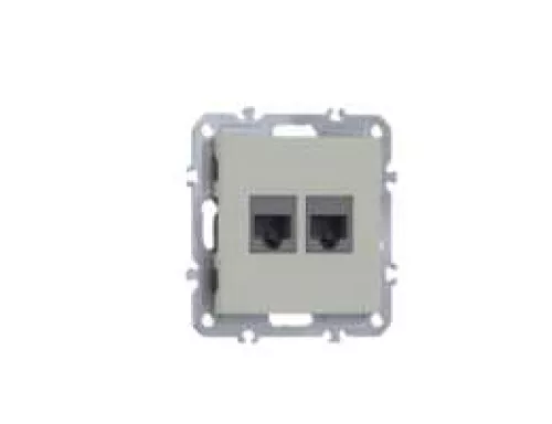Розетка RJ11 + RJ45 cat.6, комбинированная на 2 выхода (телефон + компьютер), цвет матовый кашемир, серия A07 Donel