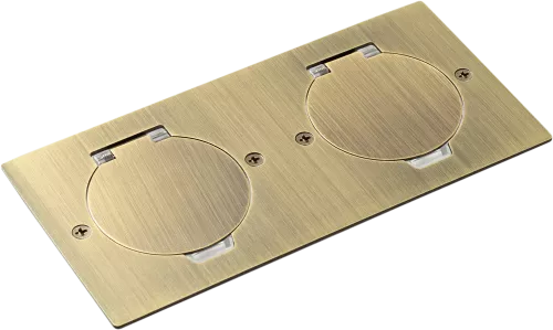 Лючок для электроустановочных изделий стандарта 45х45, установка 2 модулей 45х45мм, IP44, с круглой крышкой, БЕЗ установочного набора, цвет античная латунь