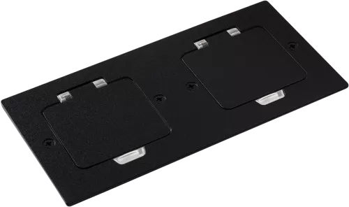 Лючок для электроустановочных изделий стандарта 45х45, установка 2 модулей 45х45мм, IP44, с квадратной крышкой, БЕЗ установочного набора, цвет антрацит