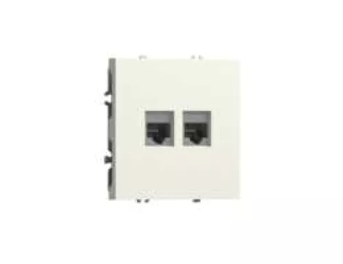 Розетка RJ11 + RJ11, телефонная на 2 выхода, цвет слоновая кость, серия S08 Donel