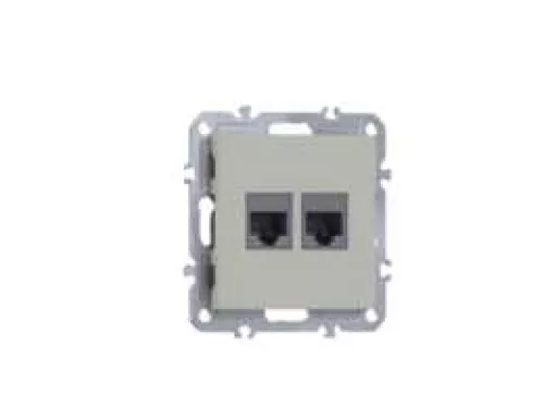 Розетка RJ45 + RJ45 cat.6, компьютерная на 2 выхода, цвет матовый кашемир, серия A07 Donel