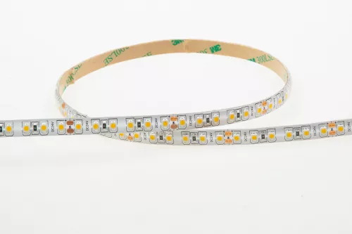 Лента светодиодная SMD тёпло-белая DC24V 9,6W/m 3000K 600Lm/m 120д/м CRI>95 IP65, упаковка 5 метров, ширина 8мм, высота 2мм, самоклейкая