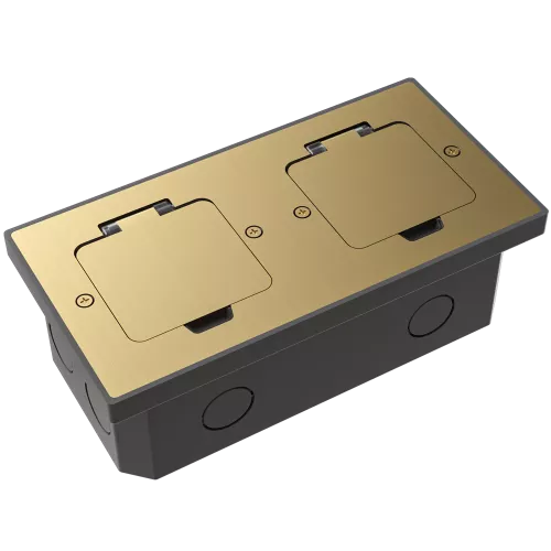 Лючок для электроустановочных изделий стандарта 45х45, установка 2 модулей 45х45мм, IP44, с квадратной крышкой, БЕЗ установочного набора, цвет золото