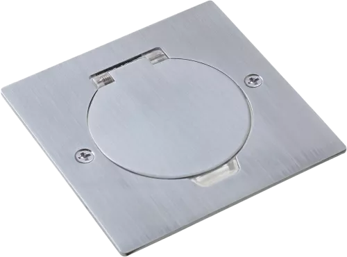 Лючок для электроустановочных изделий стандарта 45х45, установка 1 модуля 45х45мм, IP44, квадратный, с круглой крышкой, БЕЗ установочного набора, цвет полированное серебро