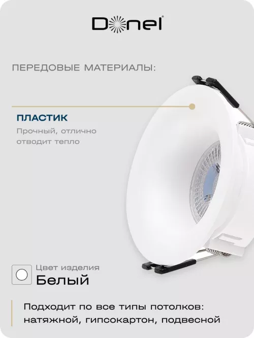 Светильник встраиваемый под LED-лампу с цоколем GU10  D86xH40мм IP20, белый, без лампы