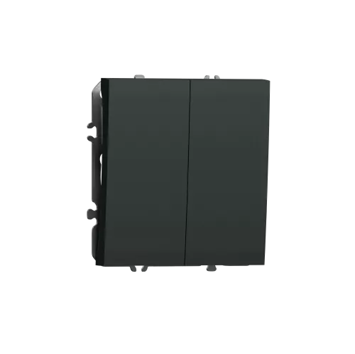 Кнопочный выключатель 2-клавишный, 2н.о. 10A 250В, цвет черный графит, серия S08 Donel