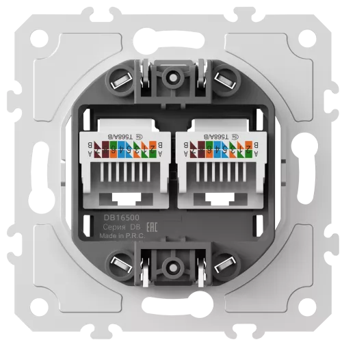 Механизм розетки RJ45 cat.5 + RJ45 cat.5, компьютерная розетка на 2 выхода для серий A07/S08, Donel