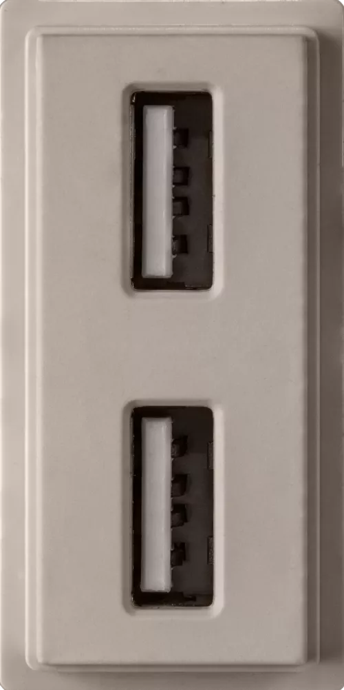 Зарядное устройство USB Стандарты А-А 5V 2100мА 1 модуль, песочный
