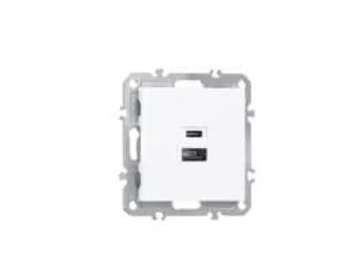 USB-зарядка типа A+С 3100мA 20Вт, цвет глянцевый белый, серия A07 Donel