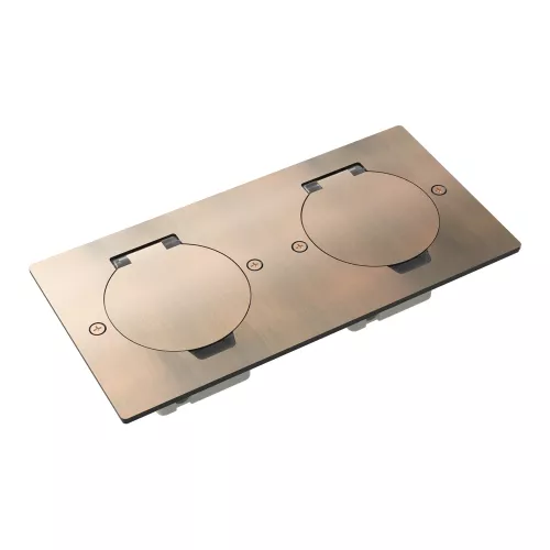 Лючок для электроустановочных изделий стандарта 45х45, установка 2 модулей 45х45мм, IP44, с круглой крышкой, БЕЗ установочного набора, цвет красная медь