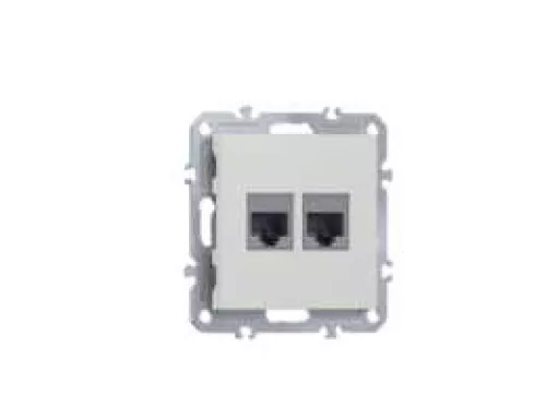 Розетка RJ45 + RJ45 cat.6, компьютерная на 2 выхода, цвет матовый белый, серия A07 Donel
