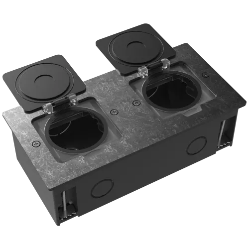 Лючок для электроустановочных изделий стандарта 45х45, установка 2 модулей 45х45мм, IP44, с квадратной крышкой, БЕЗ установочного набора, цвет оцинкованная сталь