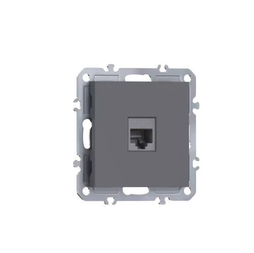 Розетка RJ45 cat.5, компьютерная на 1 выход, цвет матовый серый, серия A07 Donel