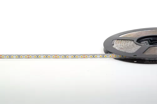 Лента светодиодная SMD тёпло-белая DC24V 9,6W/m 3000K 600Lm/m 120д/м CRI>95 IP65, упаковка 5 метров, ширина 8мм, высота 2мм, самоклейкая