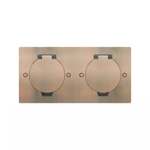 Лючок для электроустановочных изделий стандарта 45х45, установка 2 модулей 45х45мм, IP44, с круглой крышкой, БЕЗ установочного набора, цвет красная медь